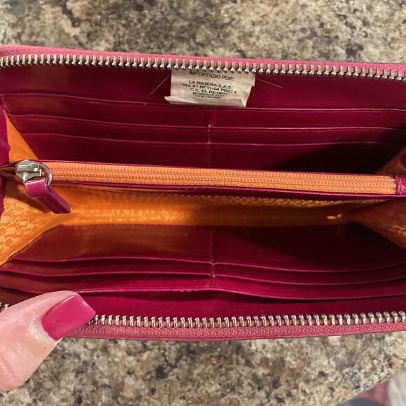 TOUS WALLET Pink Leather Zip Around Clutch - Picture 5 of 12